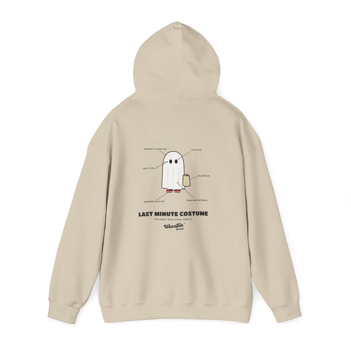 WoozKa Brands Lazy Halloween Costume Hoodie, Funny Ghost Sheet Back Print