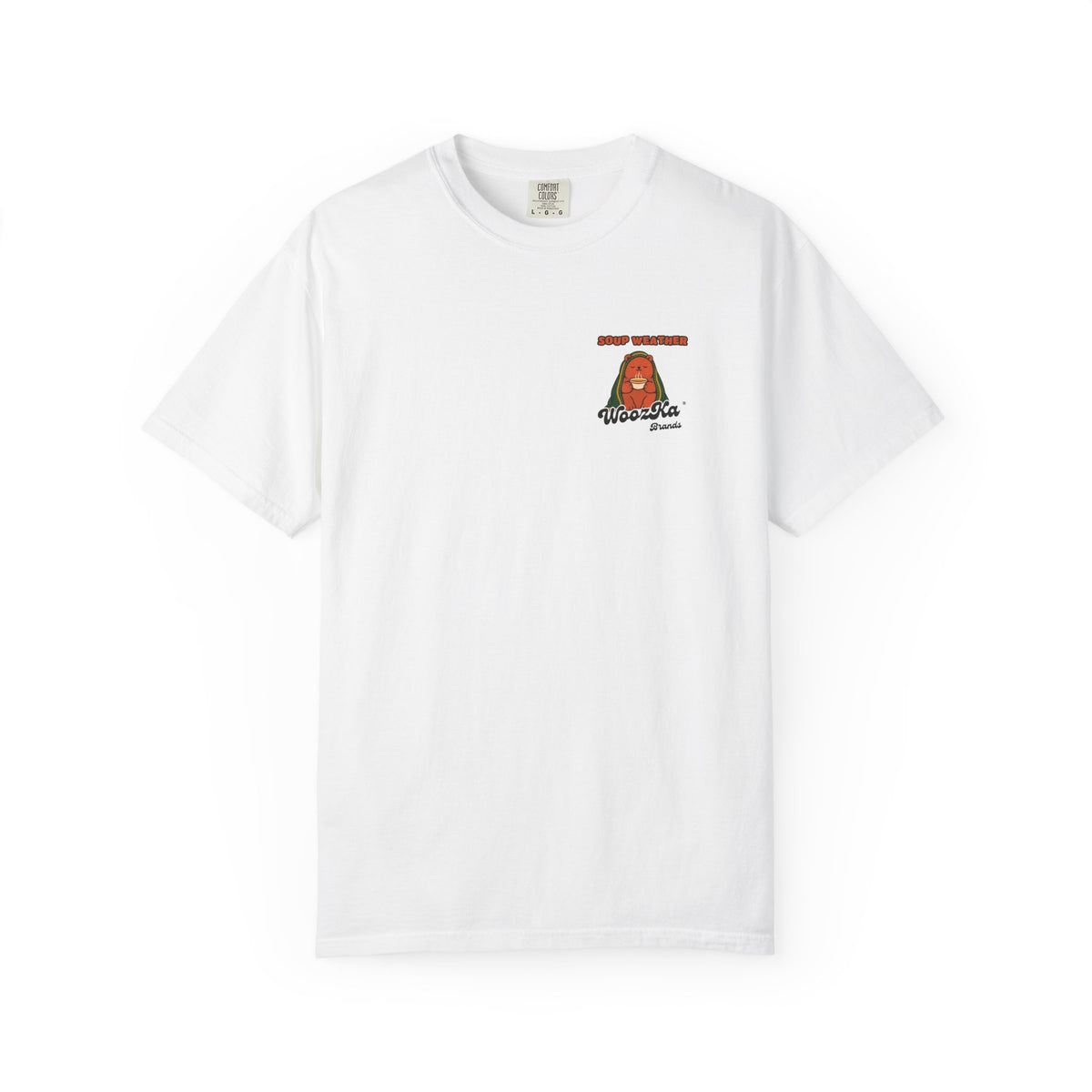WoozKa Brands Soup Weather Bear Garment-Dyed T-Shirt, Two-Sided Graphic