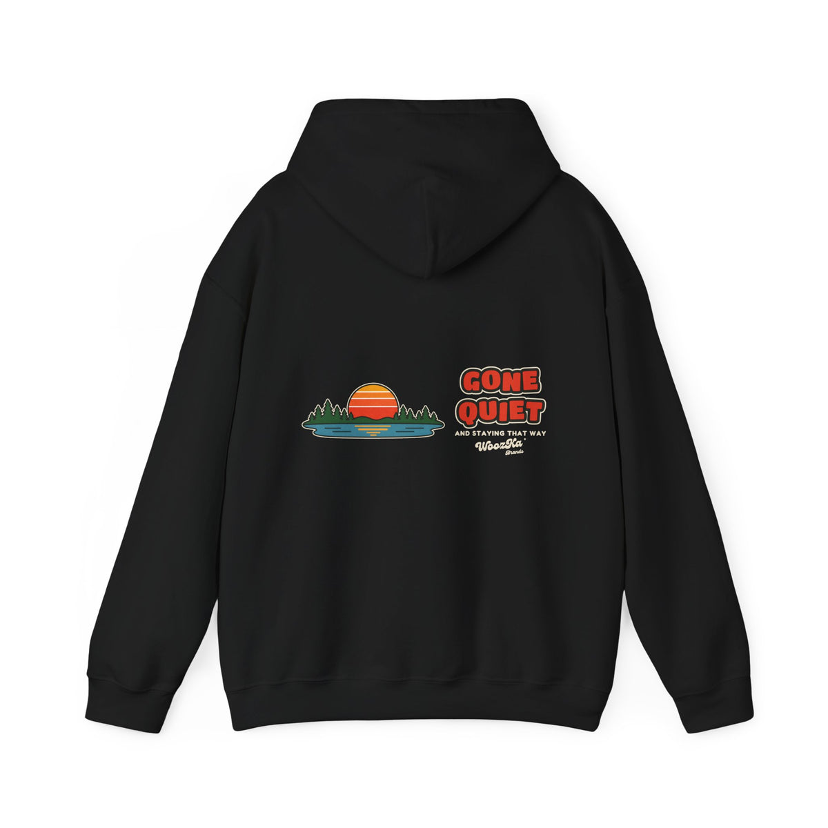 WoozKa Brands Retro Sunset Lake Hoodie, Nature Outdoors Wide Back Print