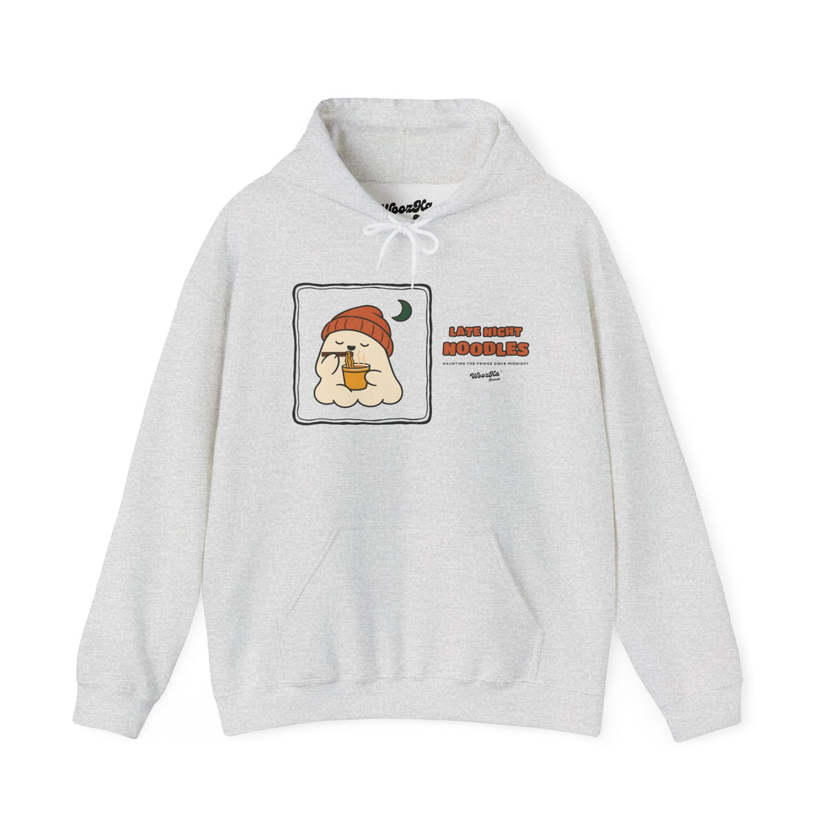 WoozKa Brands Cute Ghost Halloween Hoodie, Ramen Noodles Wide Front Print