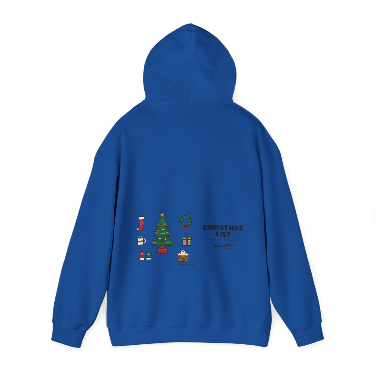 WoozKa Brands Cute Christmas Tree Hoodie, Holiday List Wide Back Print
