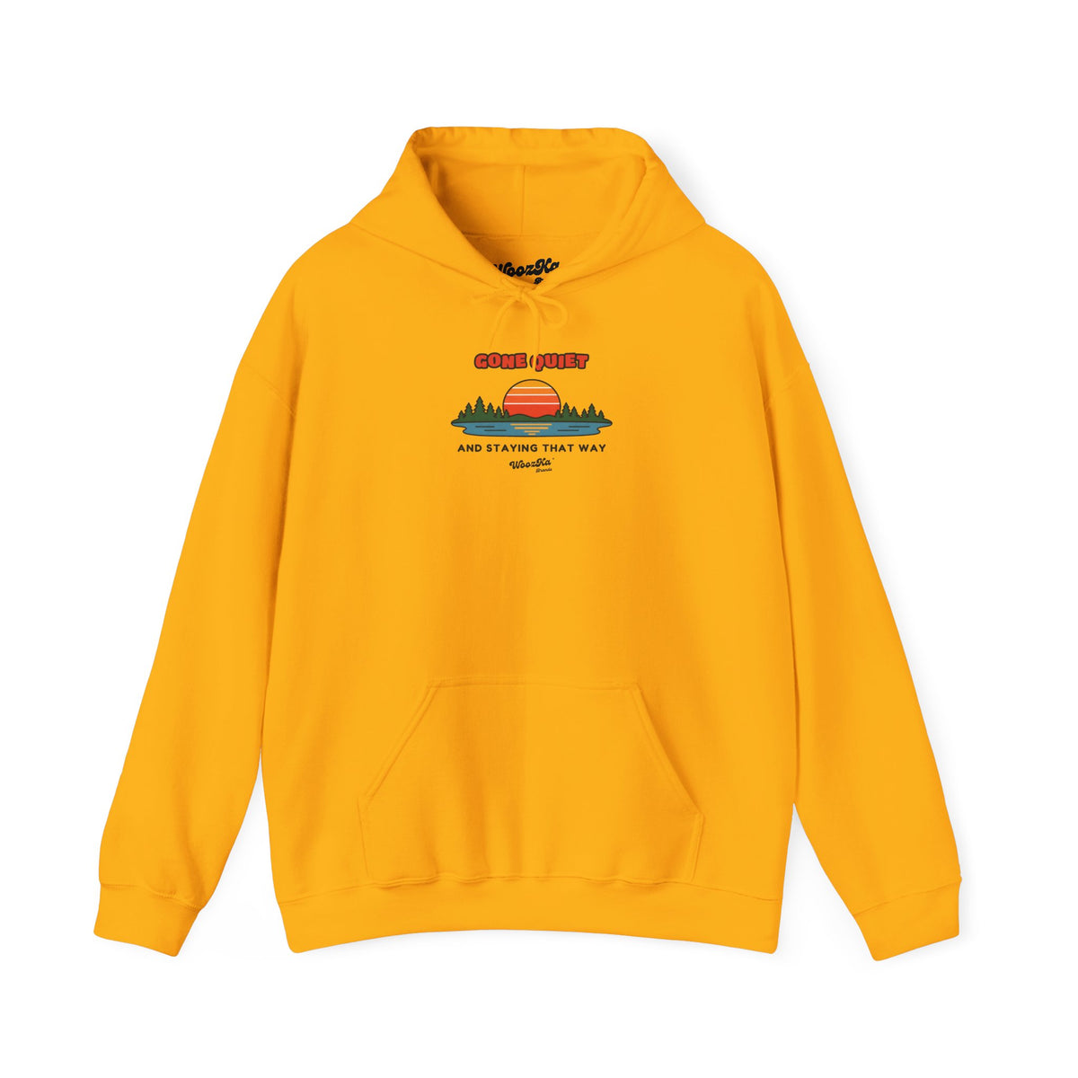 WoozKa Brands Retro Sunset Lake Hoodie, Nature Outdoors Pine Front Print