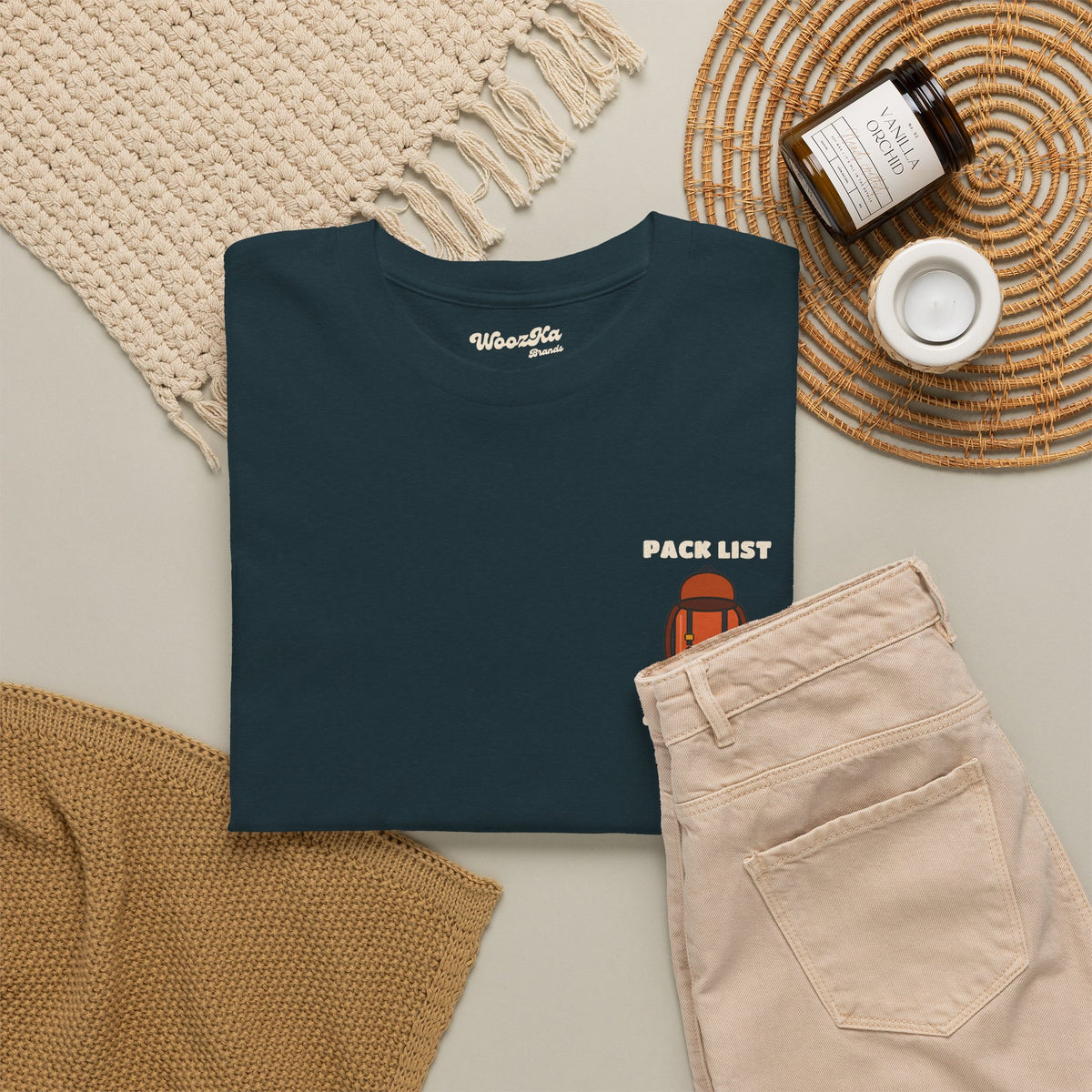 WoozKa Brands Hiking T-Shirt, Backpacking Gear List Back Print