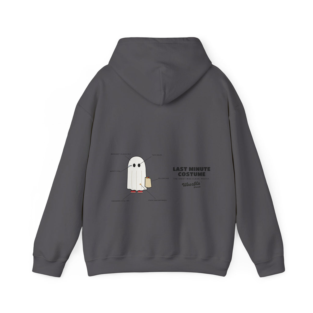 WoozKa Brands Lazy Halloween Costume Hoodie, Funny Ghost Wide Back Print