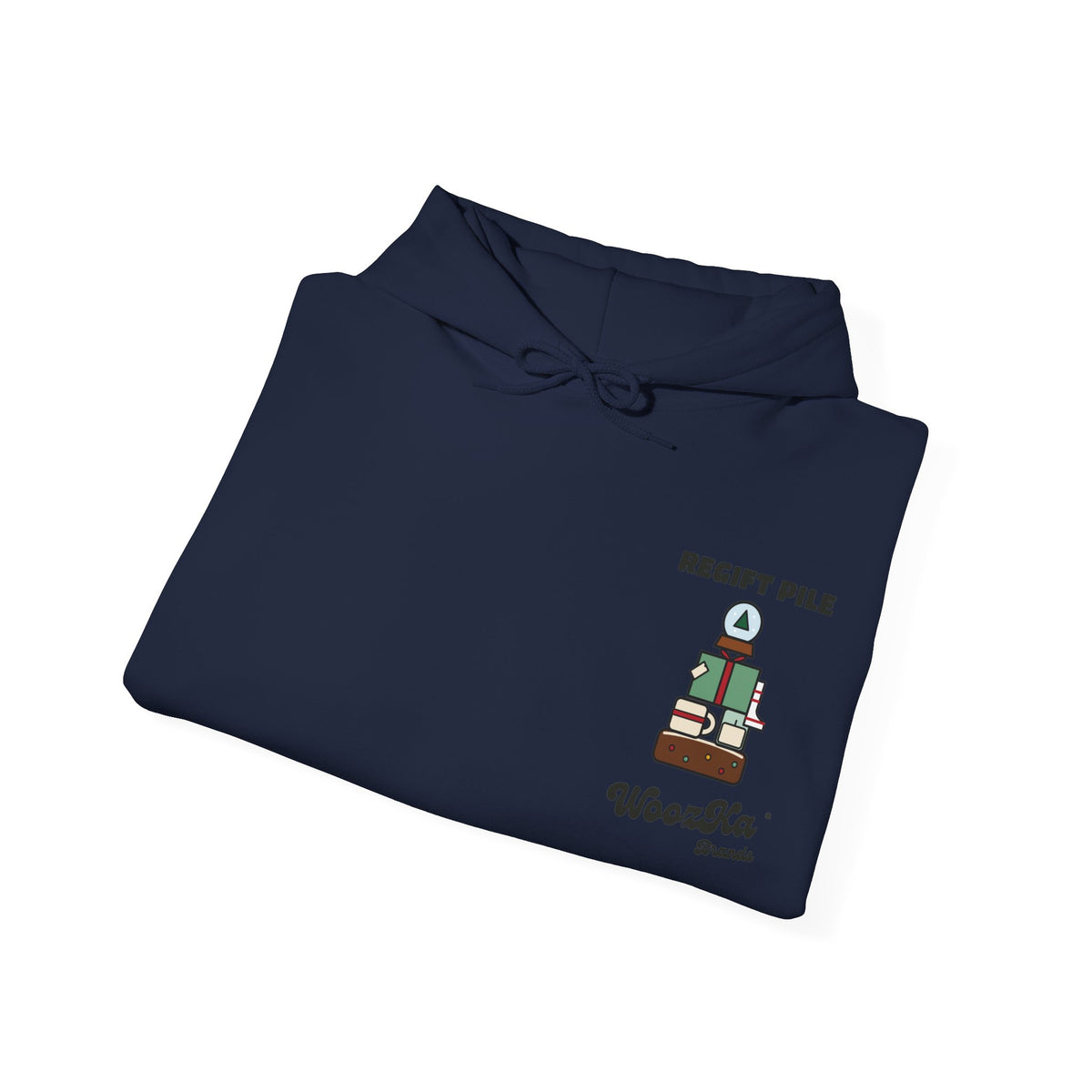 WoozKa Brands Funny Christmas Hoodie, Regift Office Party Wide Back Print