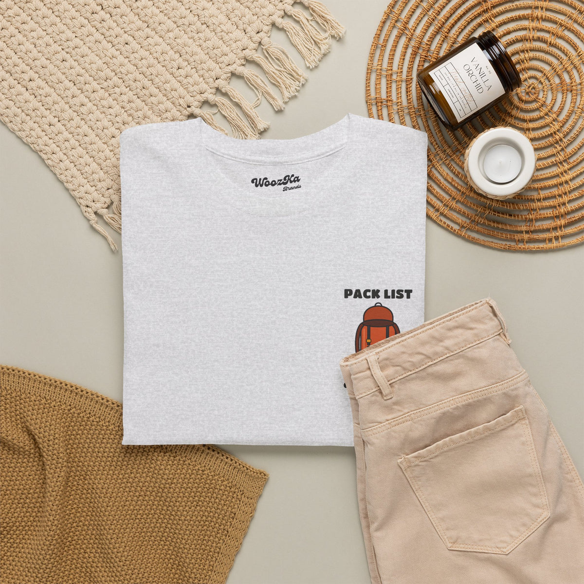 WoozKa Brands Hiking T-Shirt, Backpacking Gear List Back Print