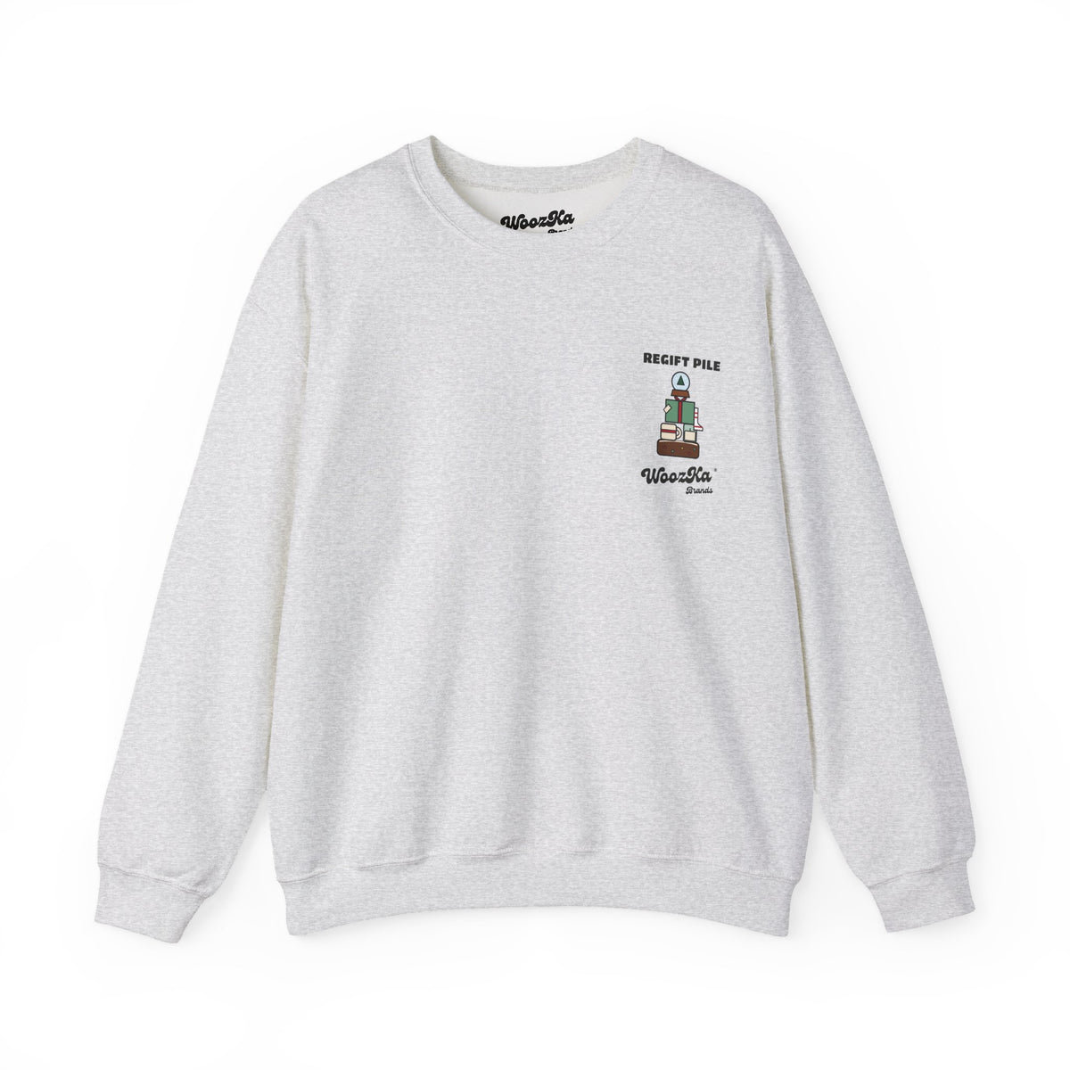 WoozKa Brands Funny Christmas Sweatshirt, Regift Office Party Back Print