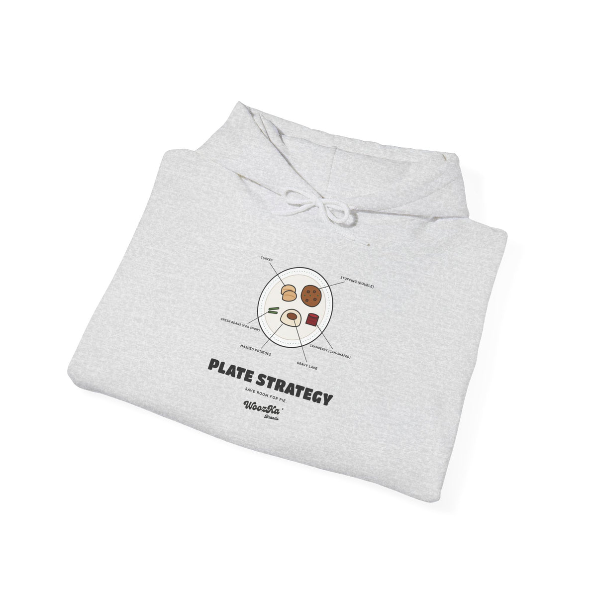 WoozKa Brands Funny Thanksgiving Hoodie, Turkey Dinner Plate Front Print