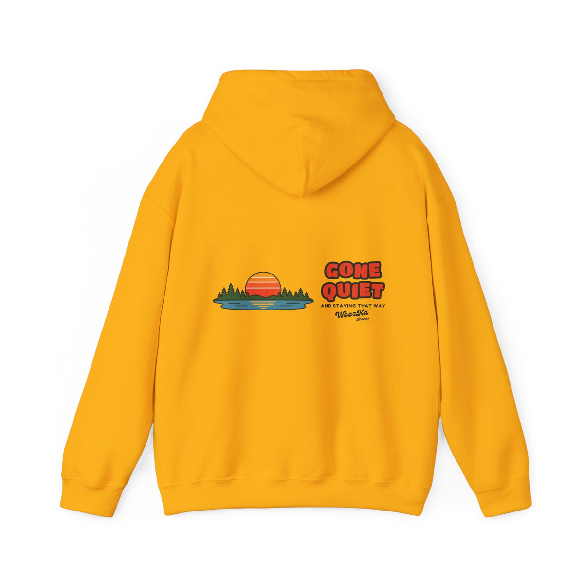 WoozKa Brands Retro Sunset Lake Hoodie, Nature Outdoors Wide Back Print