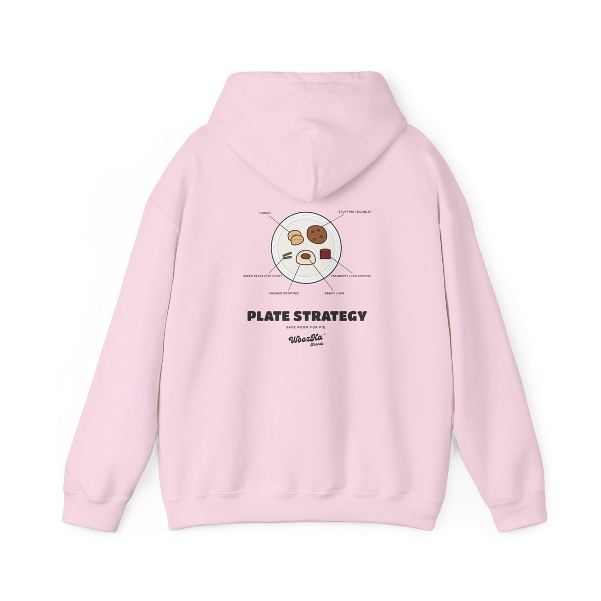 WoozKa Brands Funny Thanksgiving Hoodie, Turkey Dinner Plate Back Print