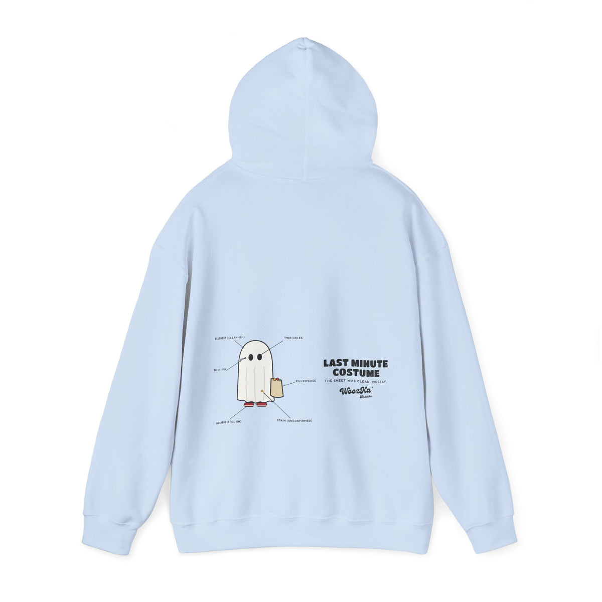 WoozKa Brands Lazy Halloween Costume Hoodie, Funny Ghost Wide Back Print