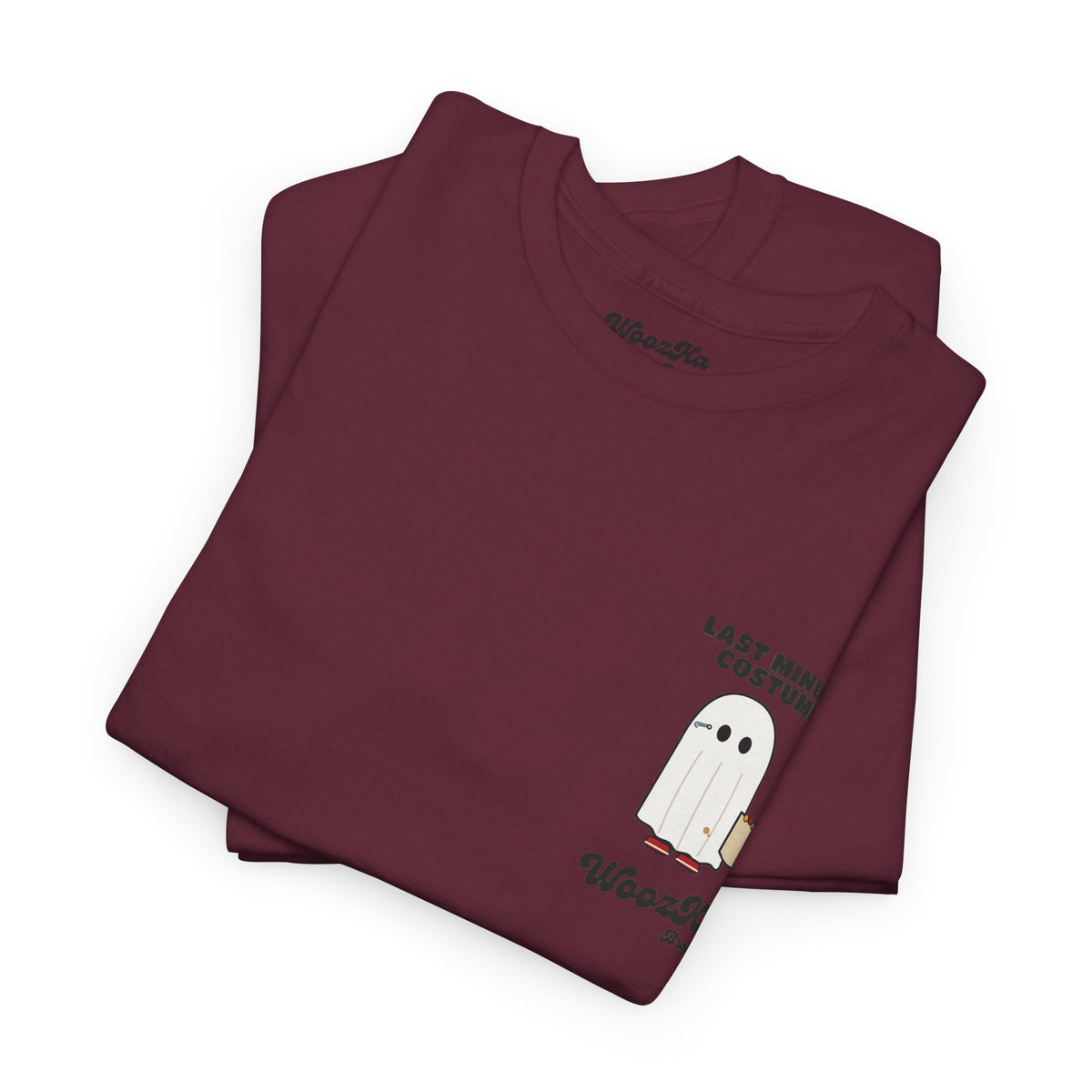 WoozKa Brands Lazy Halloween Costume T-Shirt, Funny Ghost Sheet Back Print