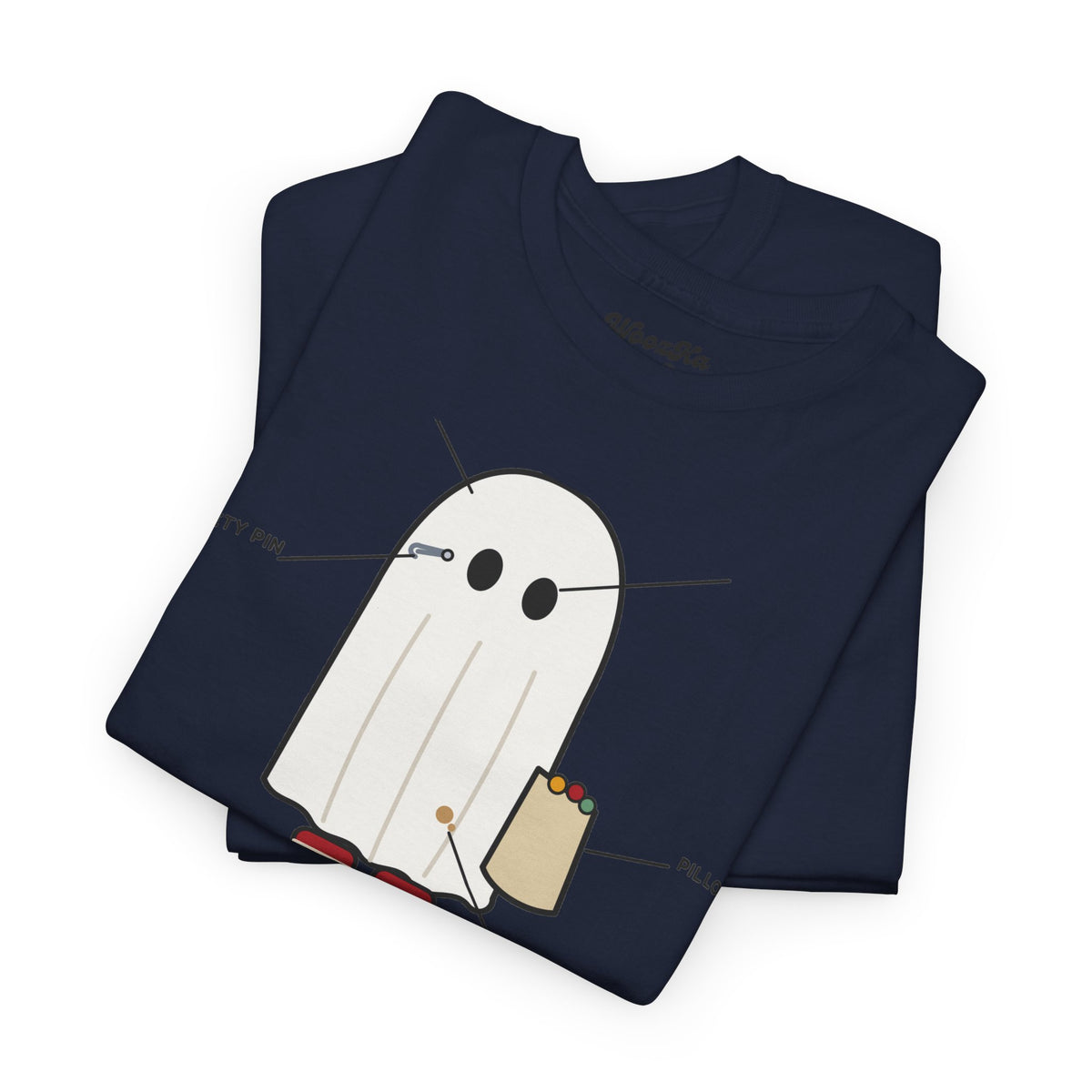 WoozKa Brands Lazy Halloween Costume T-Shirt, Funny Ghost Sheet Front Print