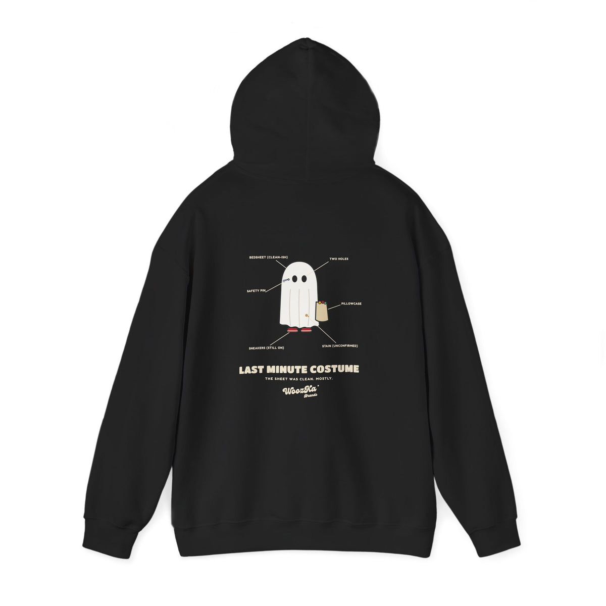 WoozKa Brands Lazy Halloween Costume Hoodie, Funny Ghost Sheet Back Print
