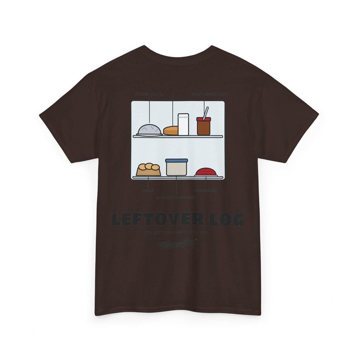 WoozKa Brands Funny Thanksgiving Leftovers T-Shirt, Turkey Pie Back Print