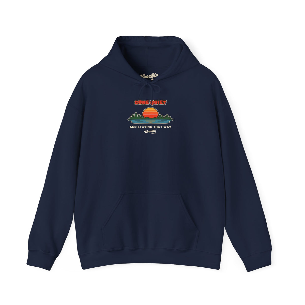 WoozKa Brands Retro Sunset Lake Hoodie, Nature Outdoors Pine Front Print