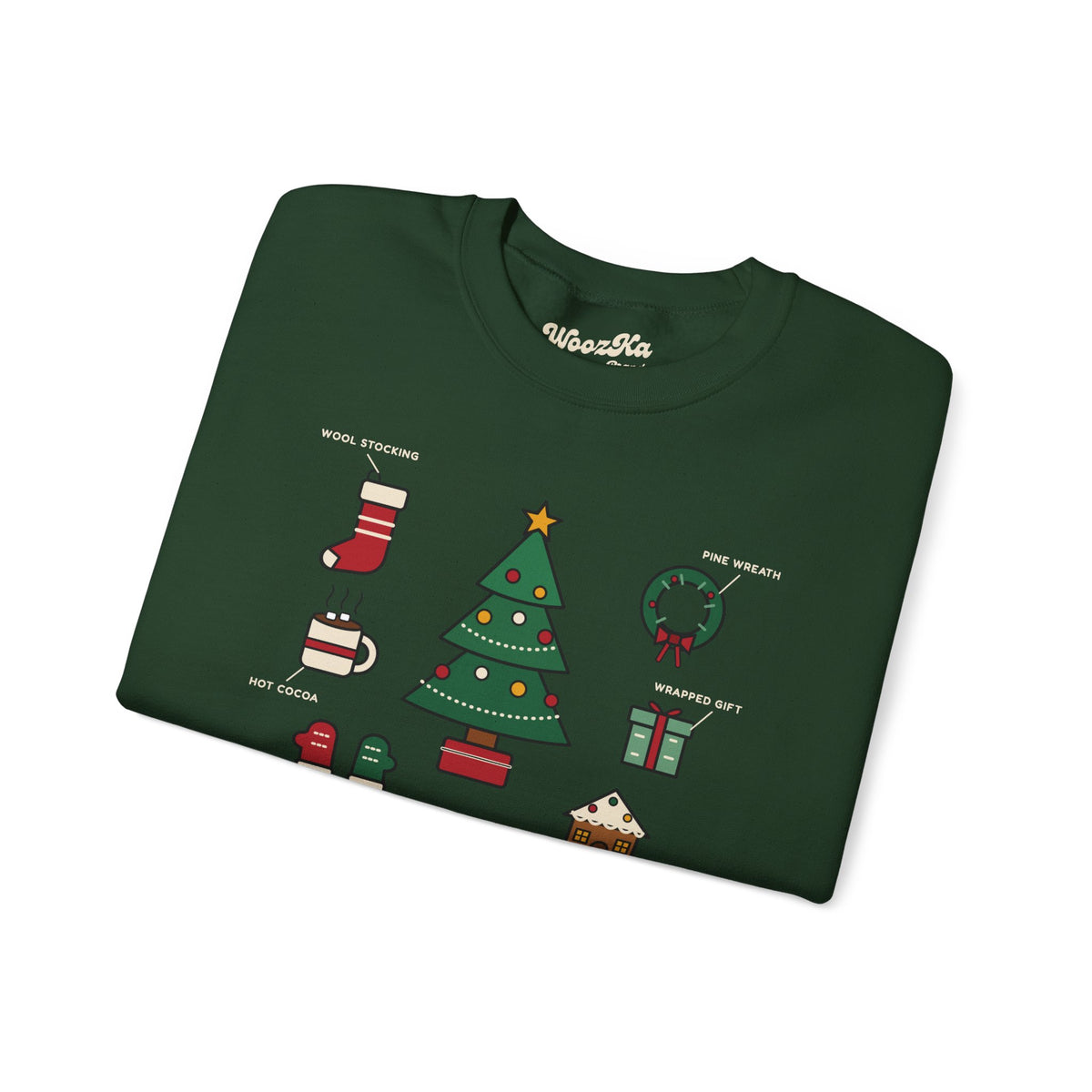 WoozKa Brands Cute Christmas Tree Sweatshirt, Holiday List Front Print