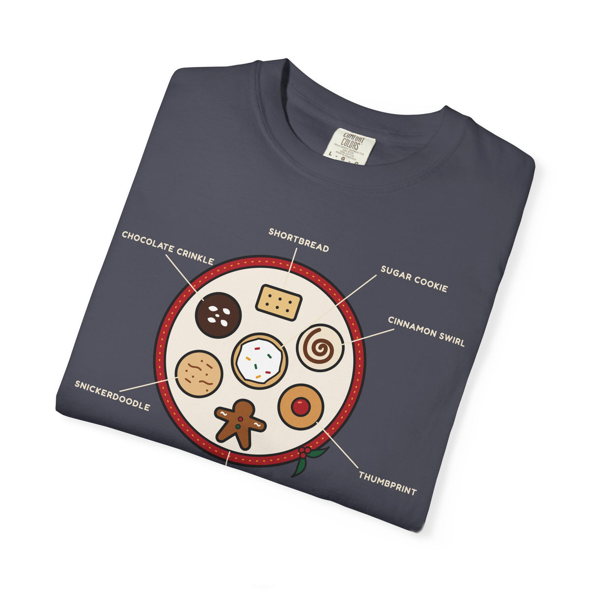 WoozKa Brands Christmas Cookie Heavyweight Tee, Holiday Baking Front Print