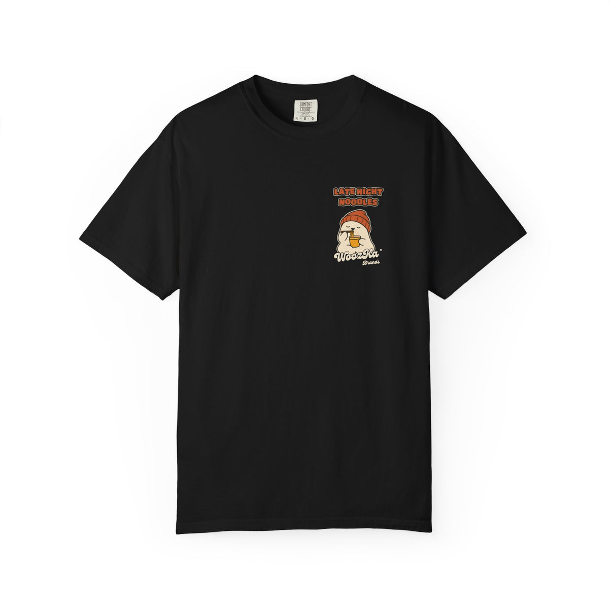 WoozKa Brands Late Night Noodles Ghost Garment-Dyed T-Shirt, Two-Sided