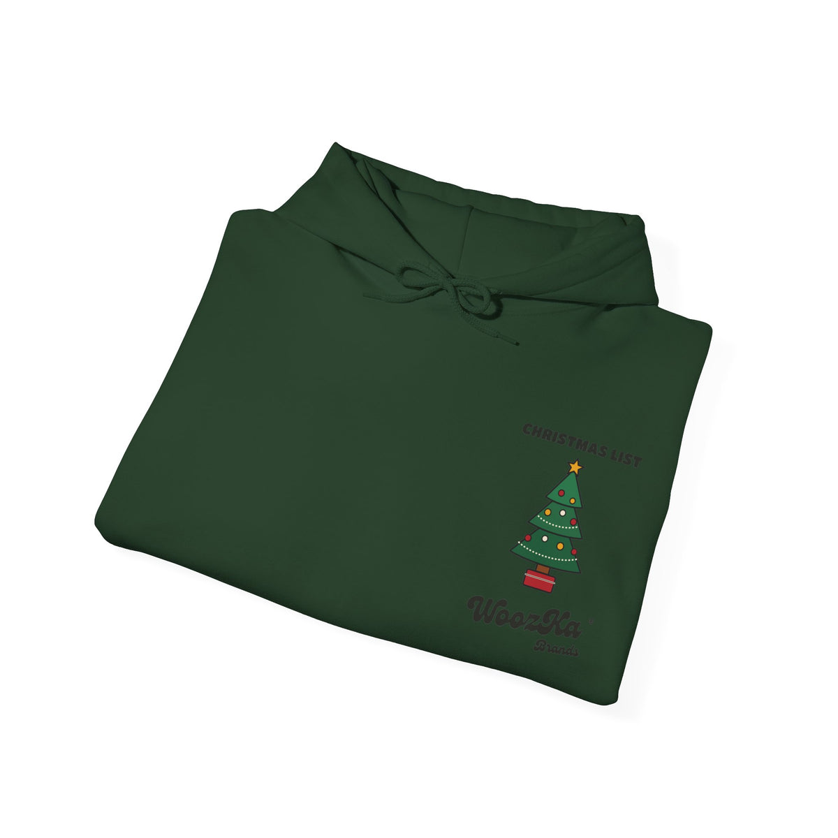 WoozKa Brands Cute Christmas Tree Hoodie, Holiday List Back Print