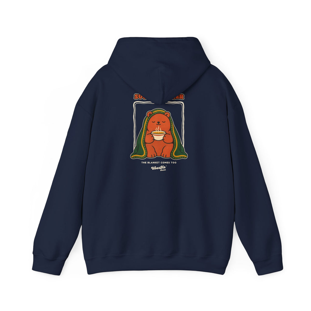 WoozKa Brands Soup Weather Bear Hoodie, Front and Back Graphic