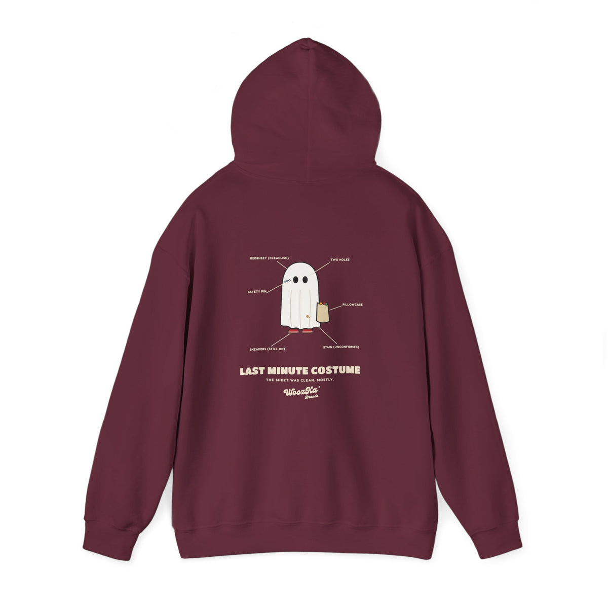 WoozKa Brands Lazy Halloween Costume Hoodie, Funny Ghost Sheet Back Print