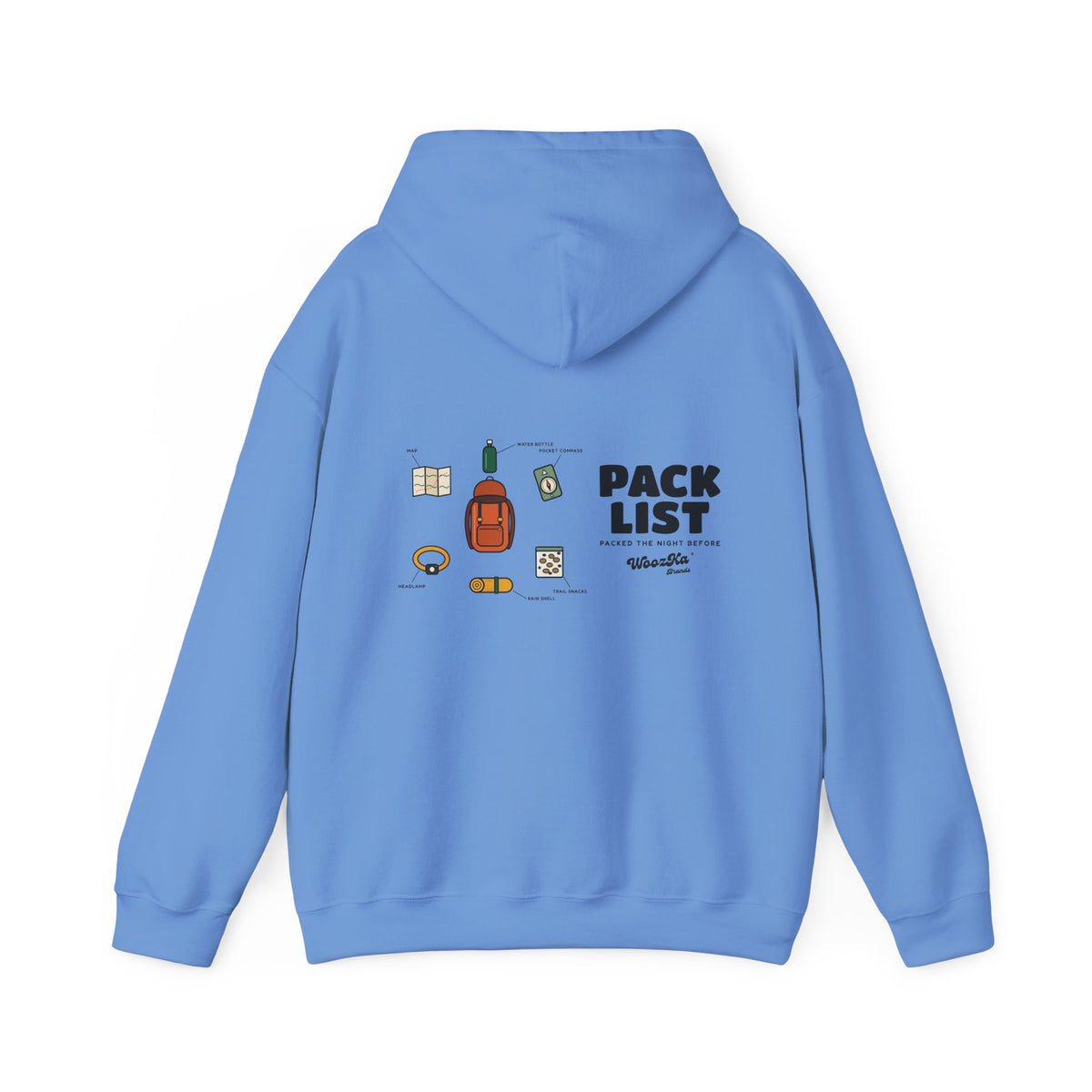 WoozKa Brands Hiking Hoodie, Backpacking Gear List Wide Back Print