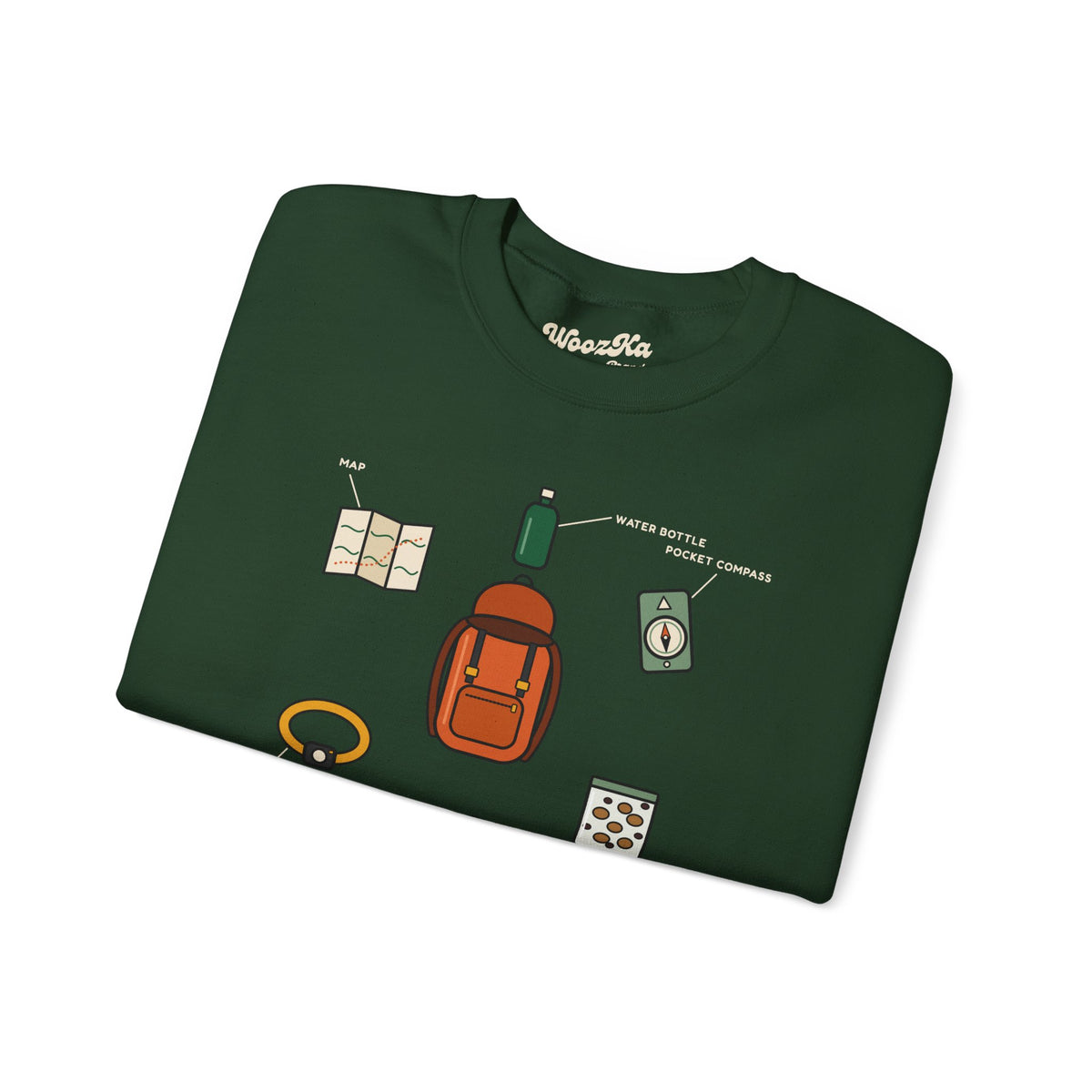 WoozKa Brands Hiking Sweatshirt, Backpacking Gear List Front Print