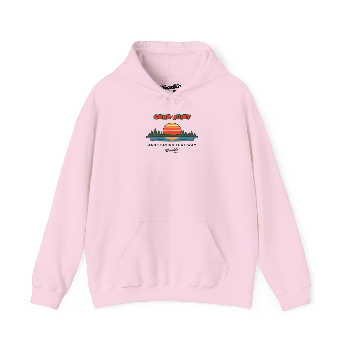 WoozKa Brands Retro Sunset Lake Hoodie, Nature Outdoors Pine Front Print