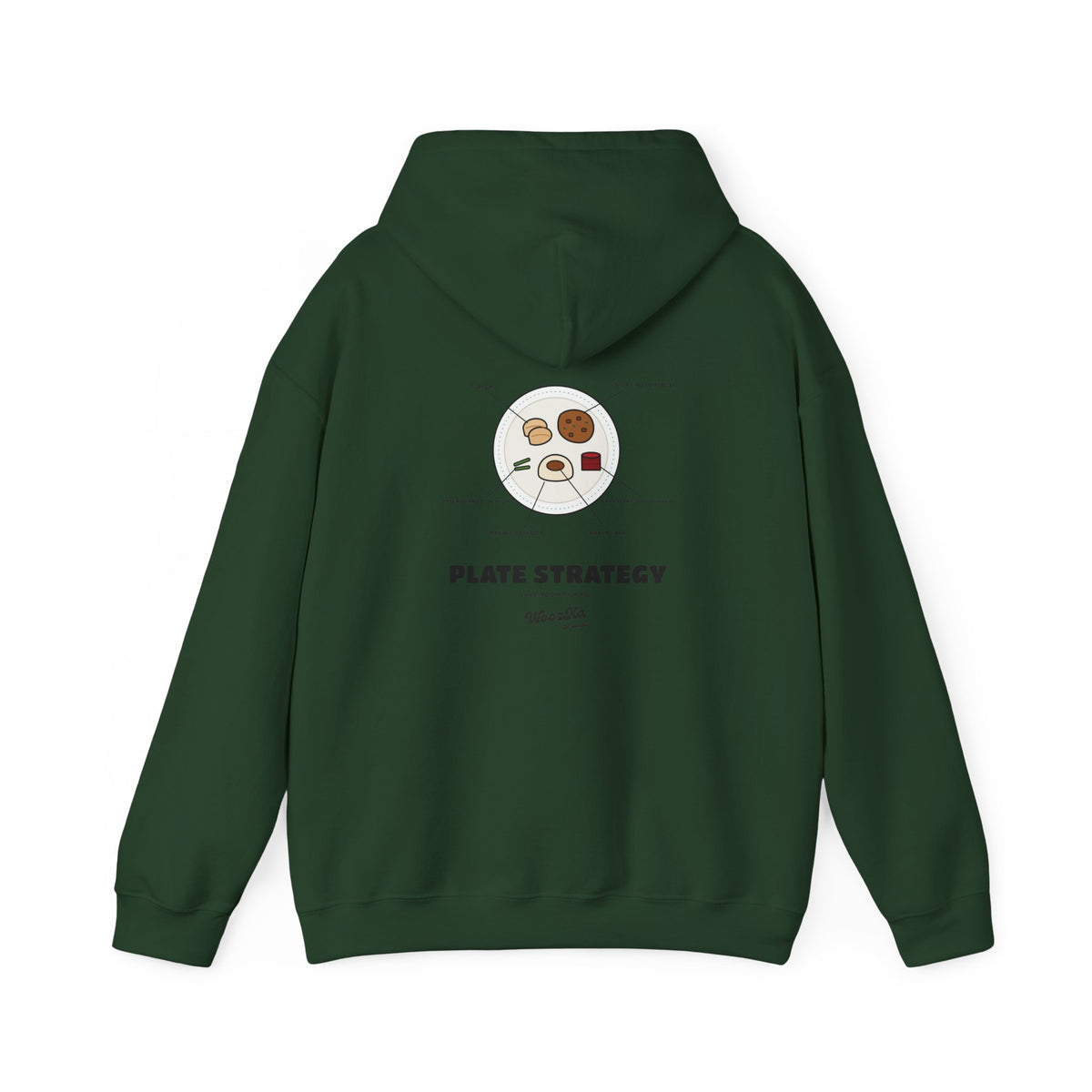 WoozKa Brands Funny Thanksgiving Hoodie, Turkey Dinner Plate Back Print