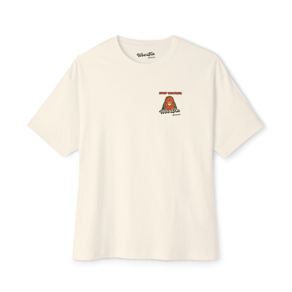 WoozKa Brands Soup Weather Bear Oversized Boxy T-Shirt, Two-Sided Graphic