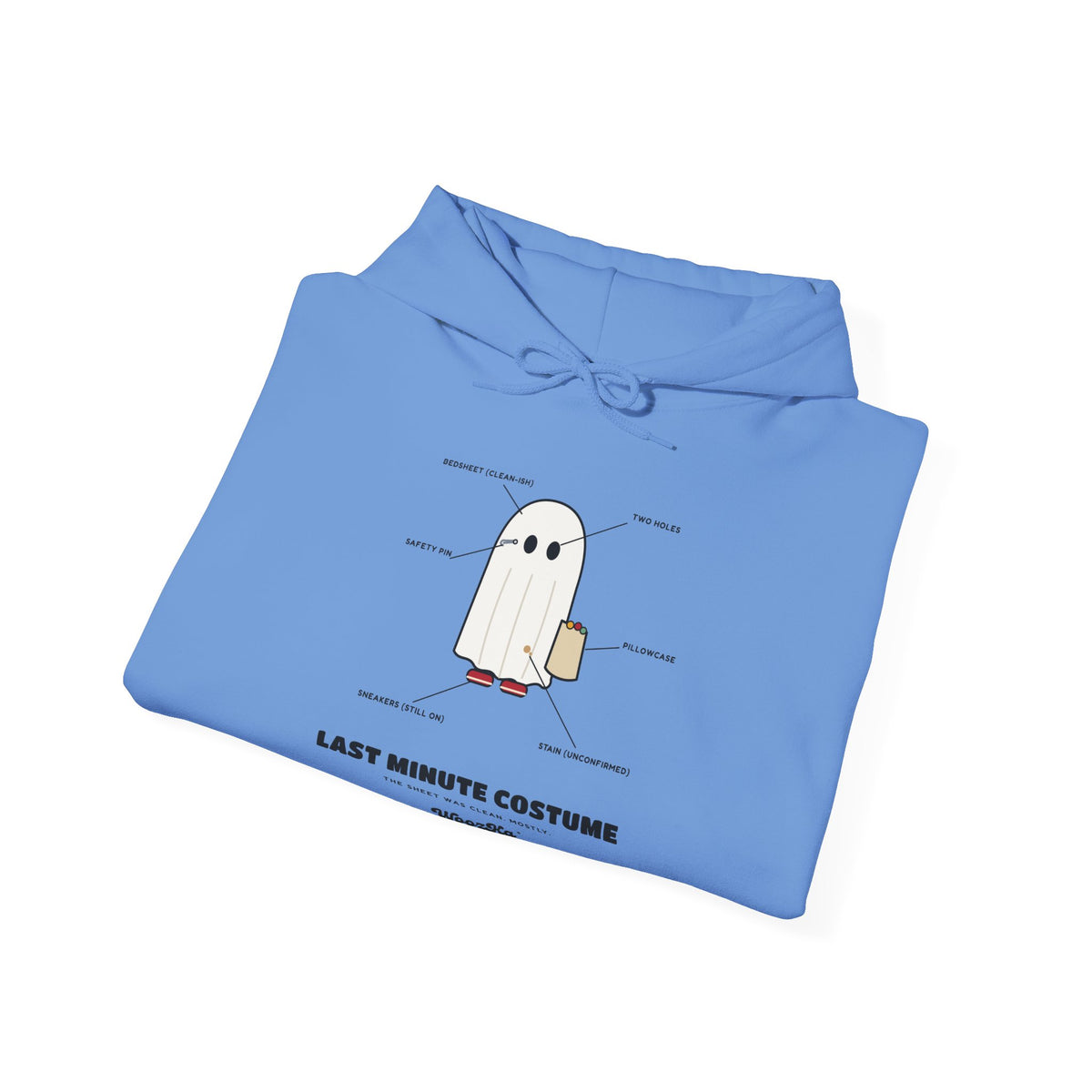WoozKa Brands Lazy Halloween Costume Hoodie, Funny Ghost Sheet Front Print