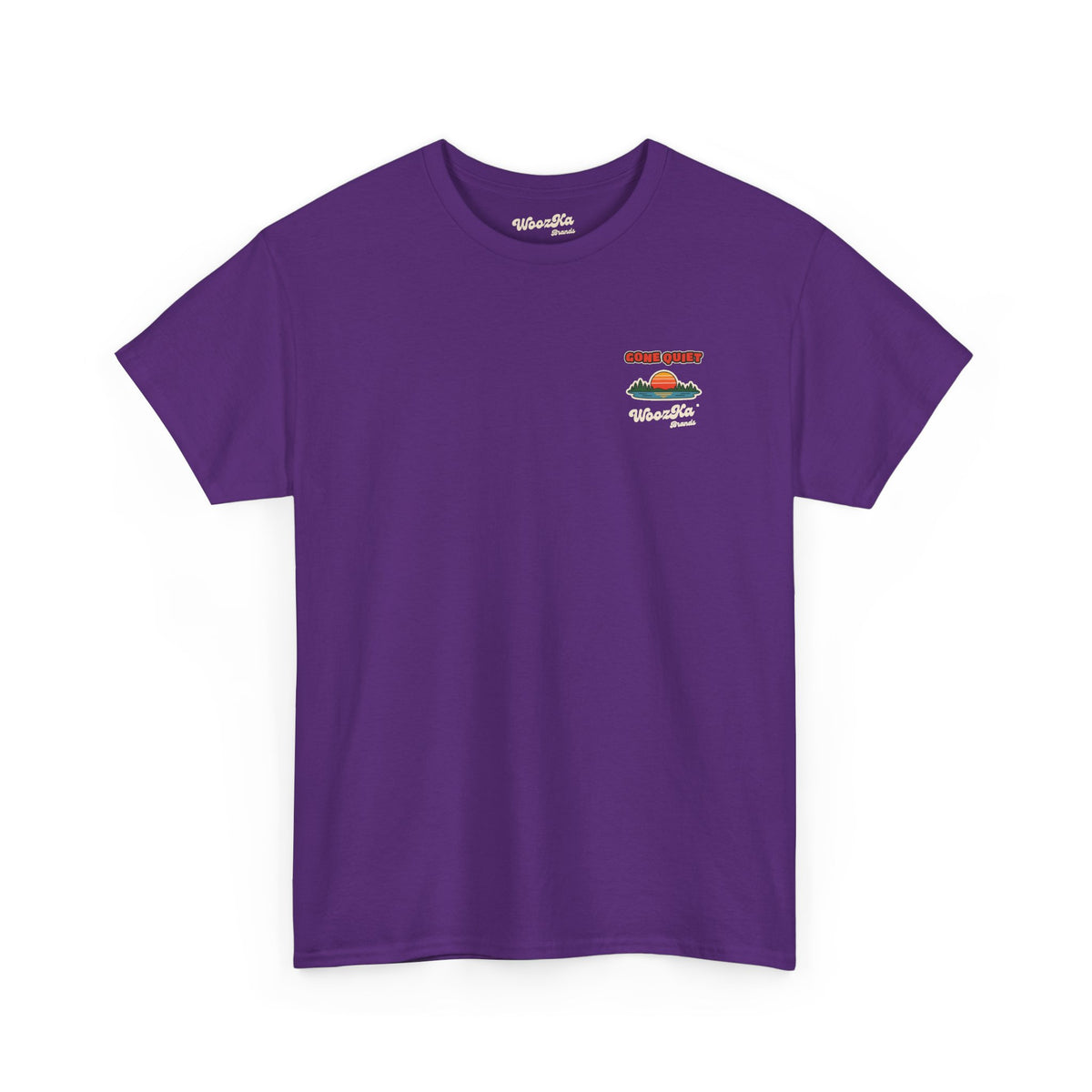 WoozKa Brands Retro Sunset Lake T-Shirt, Nature Outdoors Pine Back Print