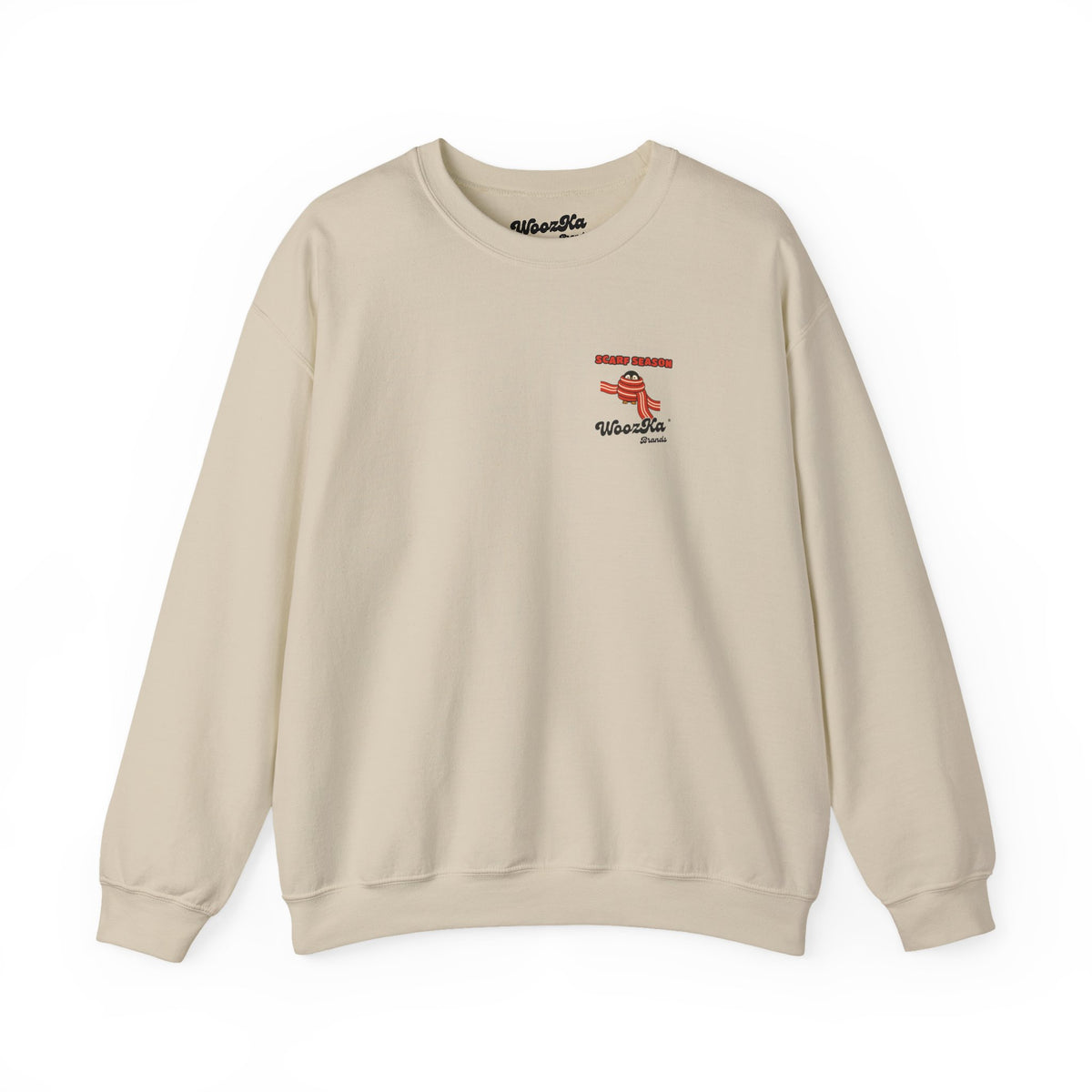 WoozKa Brands Scarf Season Penguin Crewneck Sweatshirt, Two-Sided Graphic