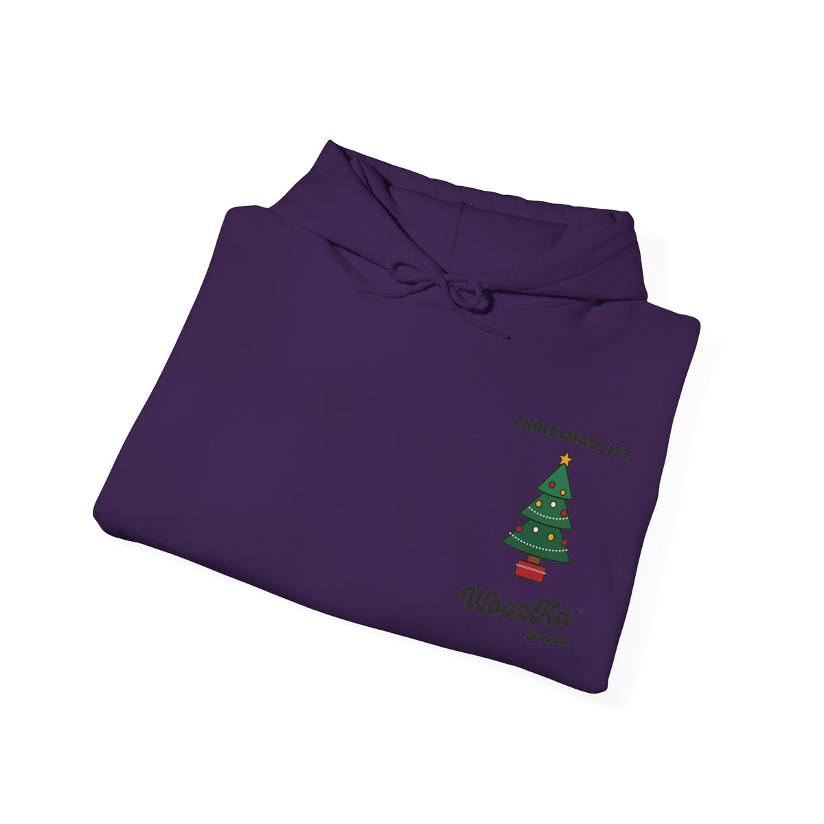 WoozKa Brands Cute Christmas Tree Hoodie, Holiday List Wide Back Print
