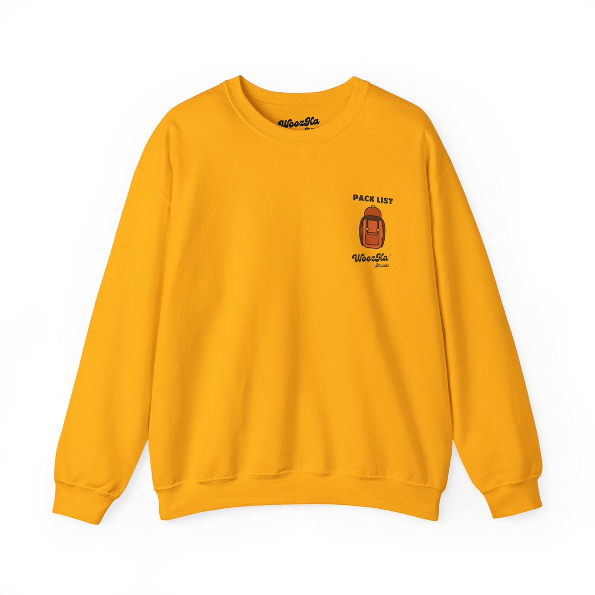 WoozKa Brands Hiking Sweatshirt, Backpacking Gear List Back Print