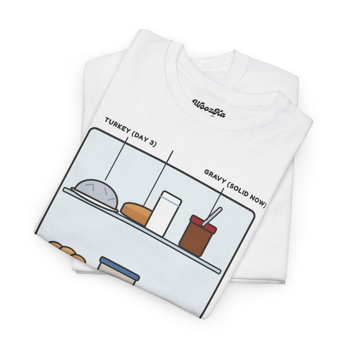 WoozKa Brands Funny Thanksgiving Leftovers T-Shirt, Turkey Pie Front Print