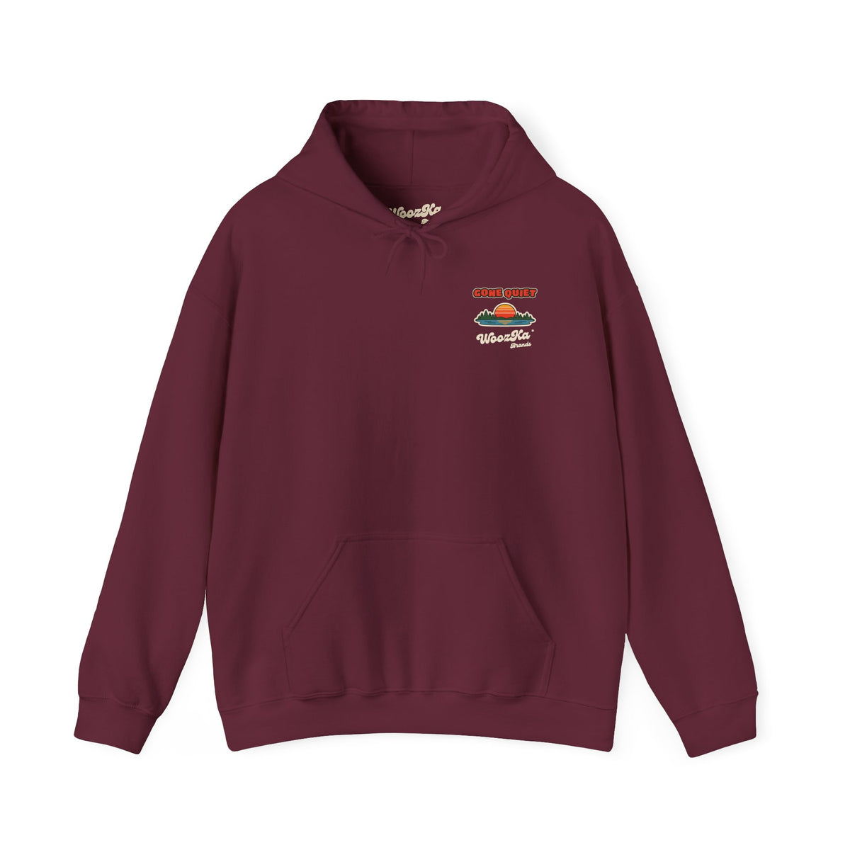 WoozKa Brands Retro Sunset Lake Hoodie, Nature Outdoors Wide Back Print