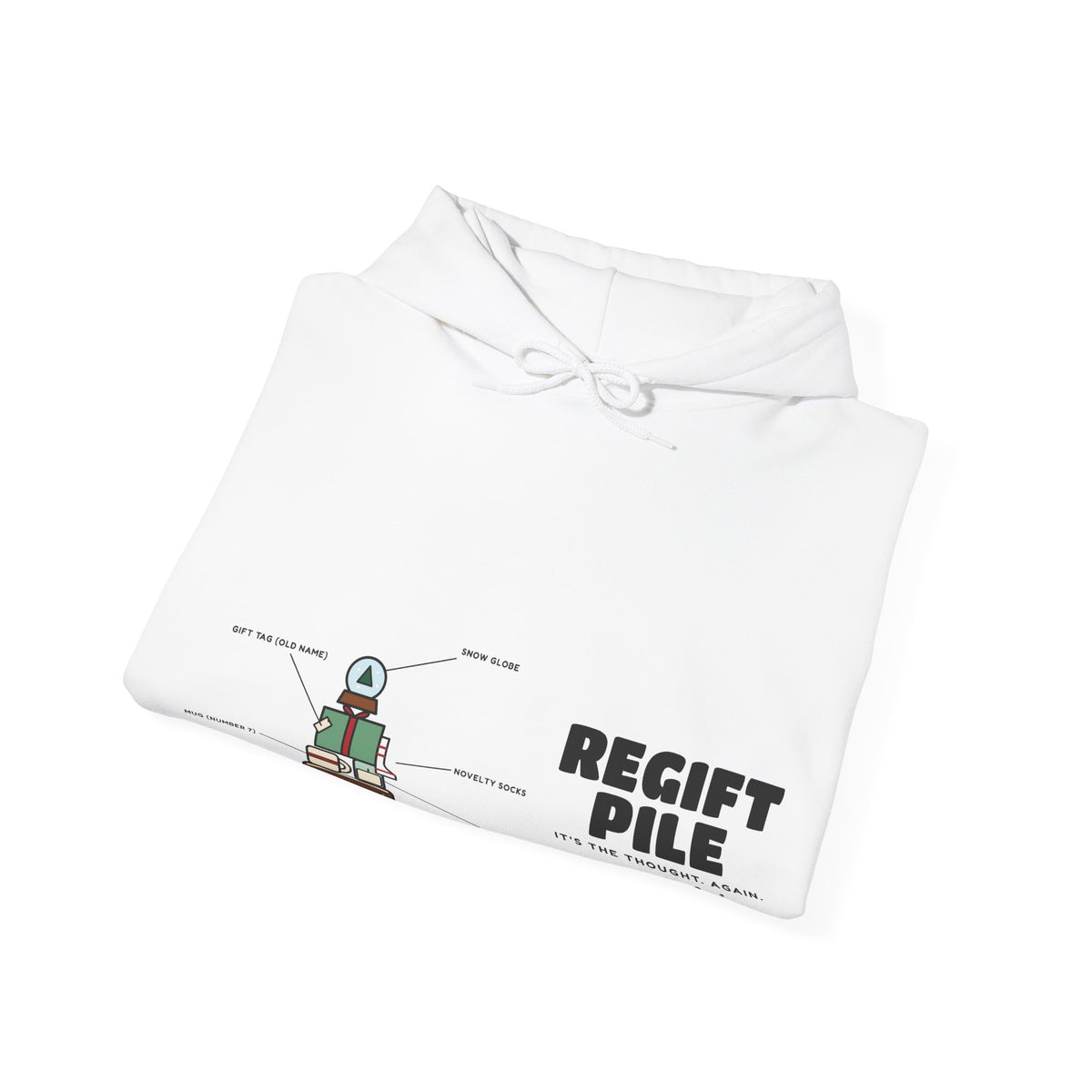 WoozKa Brands Funny Christmas Hoodie, Regift Office Party Wide Front Print