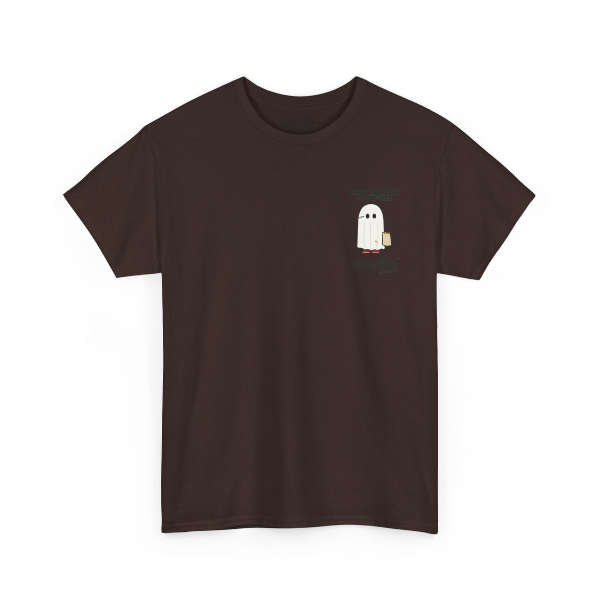 WoozKa Brands Lazy Halloween Costume T-Shirt, Funny Ghost Sheet Back Print