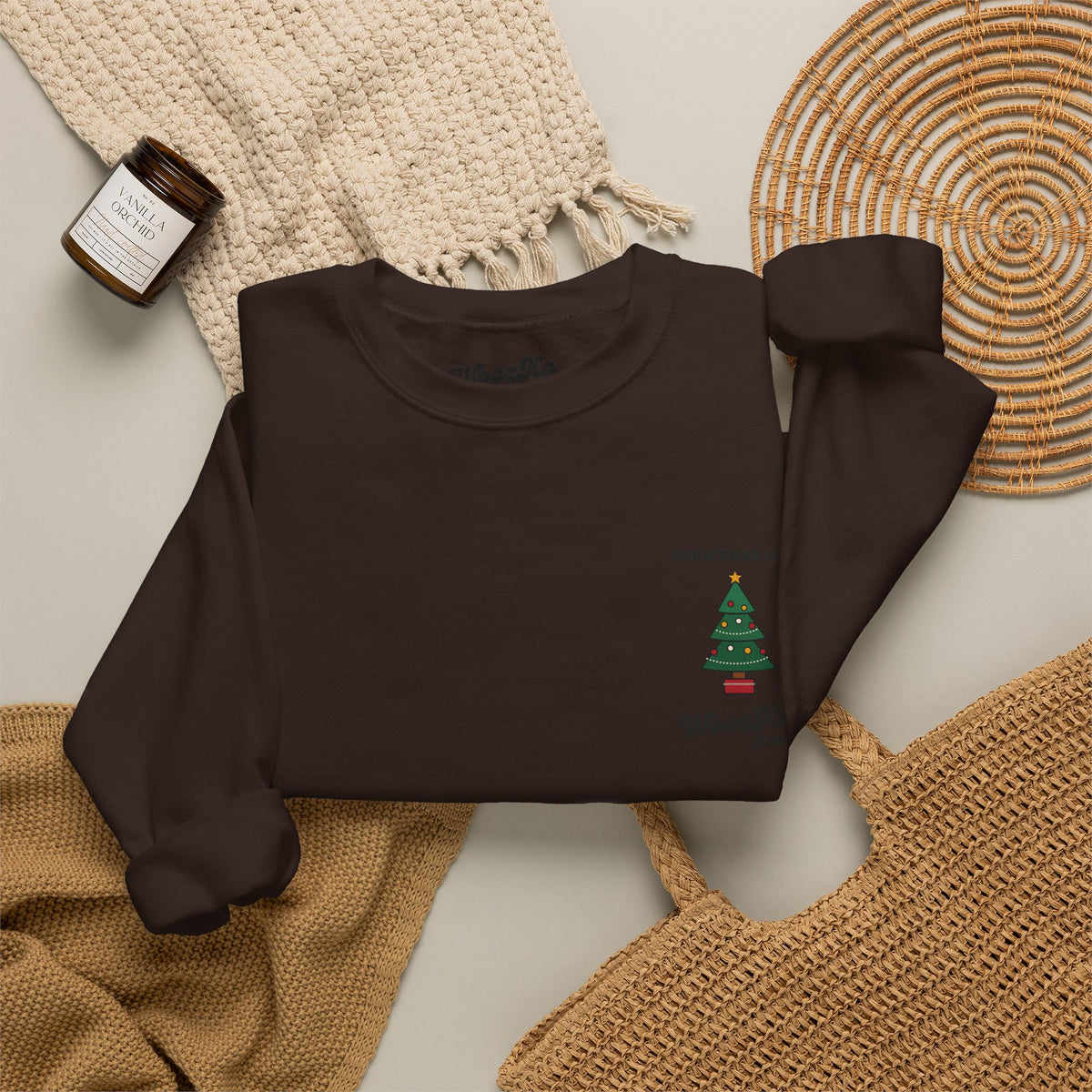 WoozKa Brands Cute Christmas Tree Sweatshirt, Holiday List Back Print