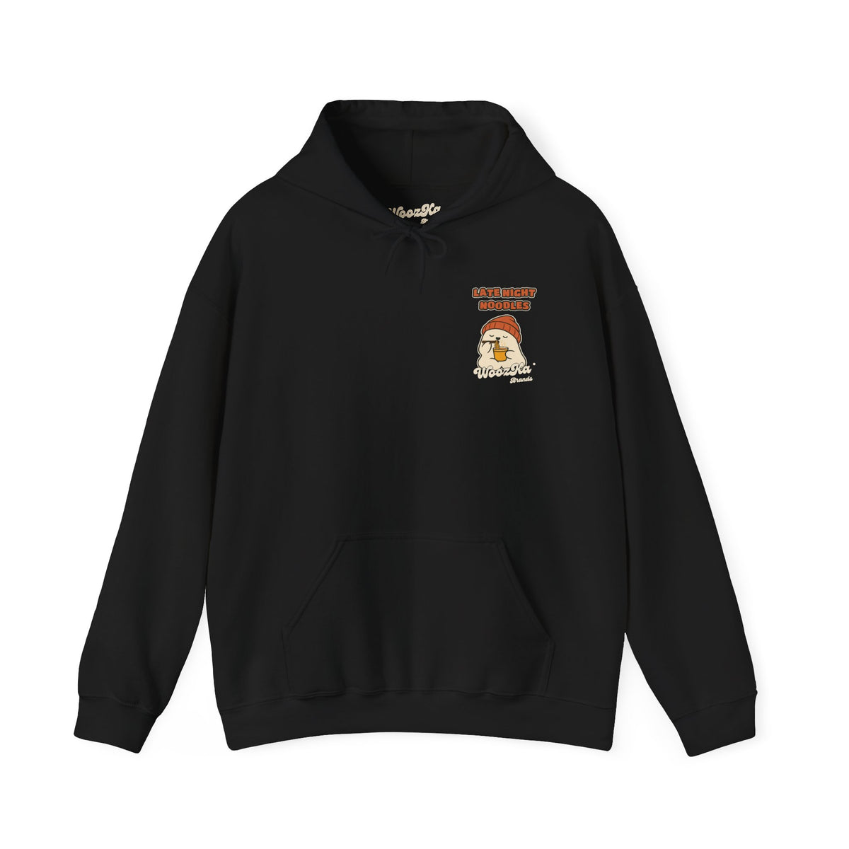 WoozKa Brands Cute Ghost Halloween Hoodie, Ramen Noodles Back Print