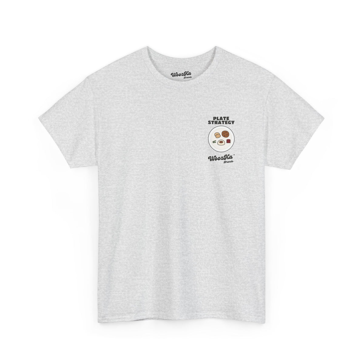 WoozKa Brands Funny Thanksgiving T-Shirt, Turkey Dinner Plate Back Print