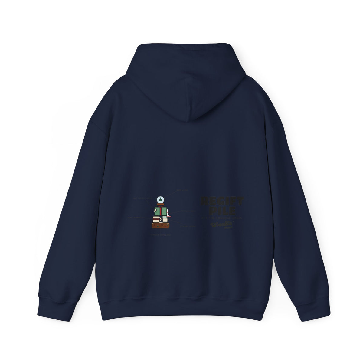 WoozKa Brands Funny Christmas Hoodie, Regift Office Party Wide Back Print