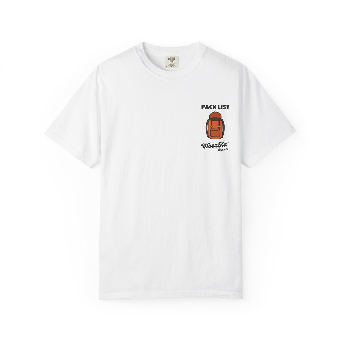 WoozKa Brands Hiking Heavyweight Tee, Backpacking Gear List Back Print