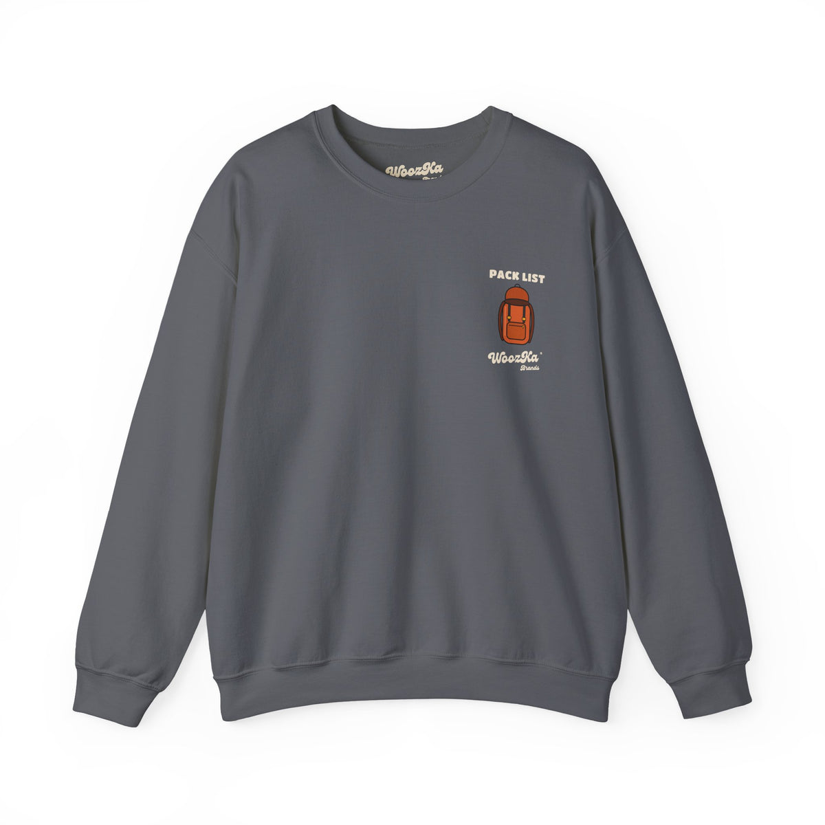WoozKa Brands Hiking Sweatshirt, Backpacking Gear List Back Print
