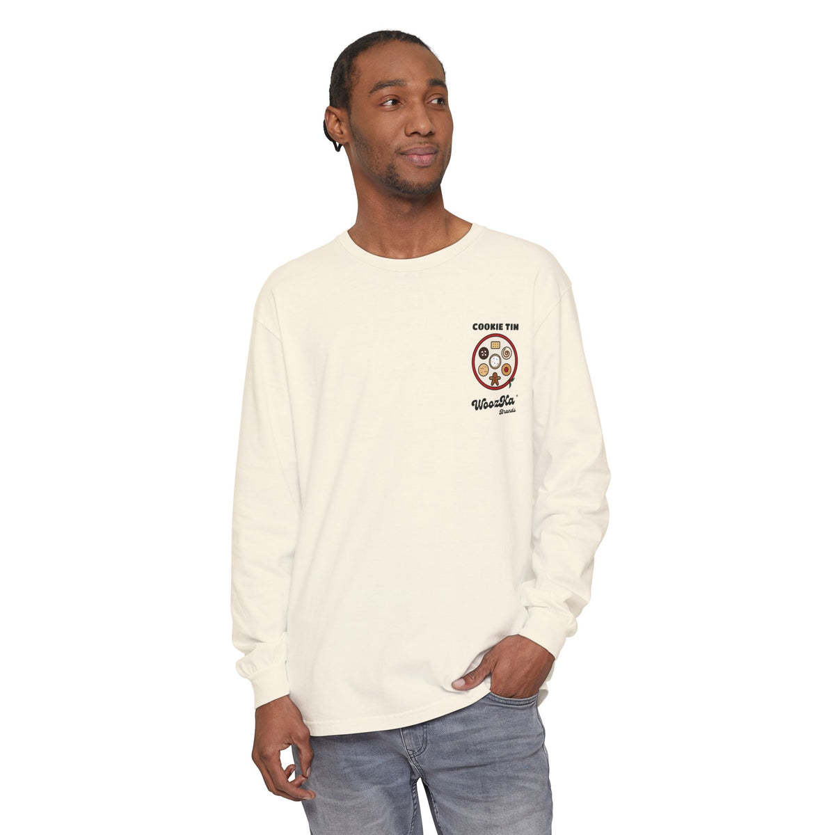 WoozKa Brands Christmas Cookie Long Sleeve Tee, Holiday Baking Back Print