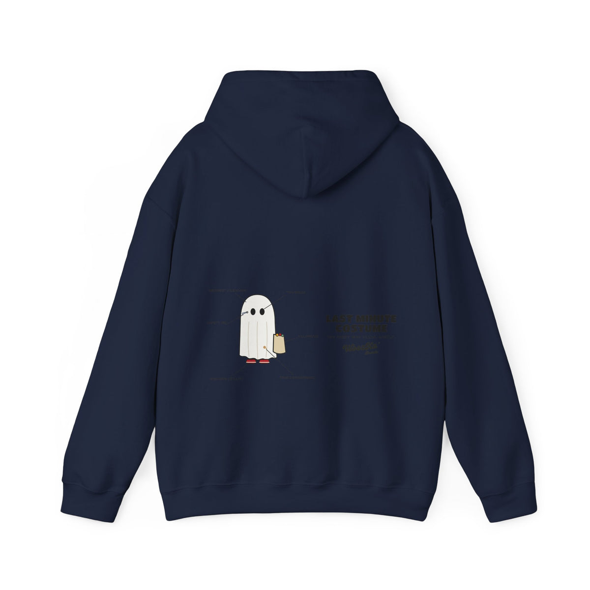WoozKa Brands Lazy Halloween Costume Hoodie, Funny Ghost Wide Back Print