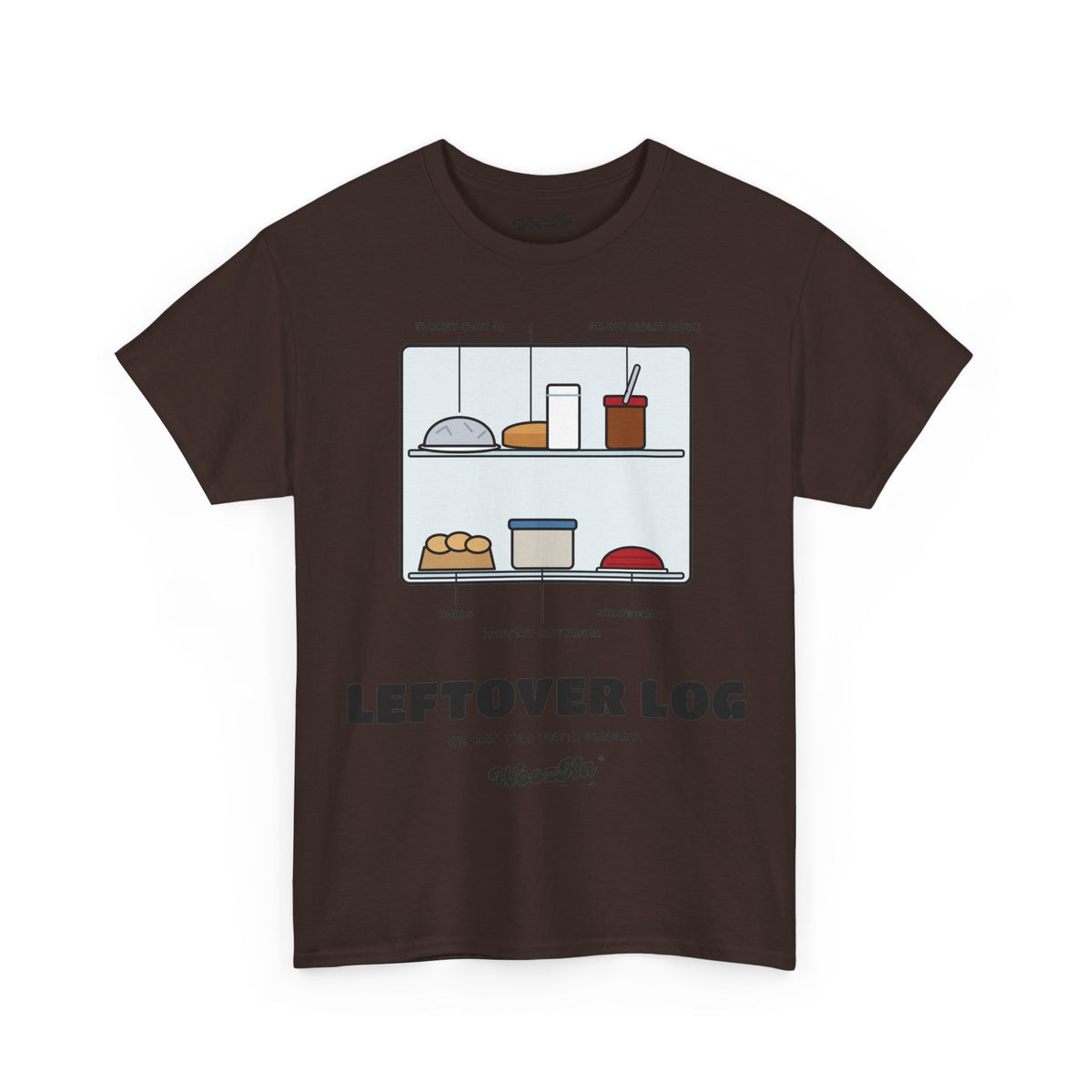 WoozKa Brands Funny Thanksgiving Leftovers T-Shirt, Turkey Pie Front Print