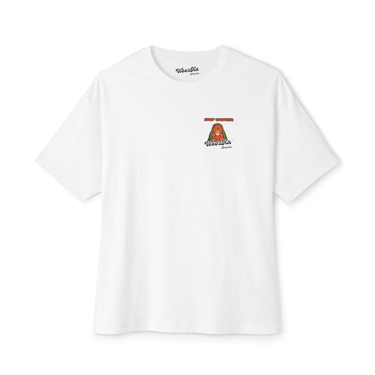 WoozKa Brands Soup Weather Bear Oversized Boxy T-Shirt, Two-Sided Graphic